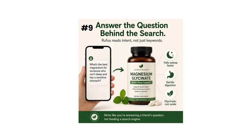 Best practice 9: answer the question behind the search, an image answering what is the best magnesium for someone who cannot sleep and has a sensitive stomach
